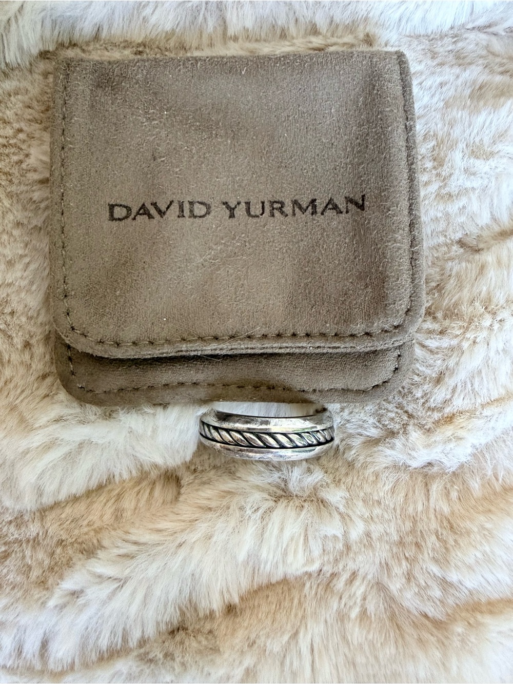 David Yurman Sterling Silver Cable Ring with Polished Bands